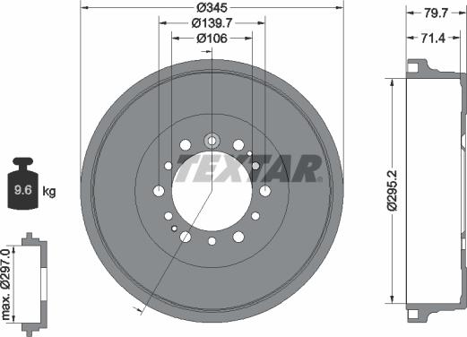 Textar 94043400 - Brake Drum autospares.lv