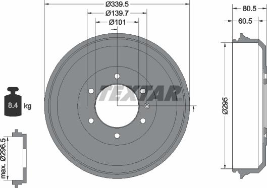 Textar 94043300 - Brake Drum autospares.lv