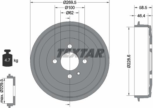 Textar 94009300 - Brake Drum autospares.lv