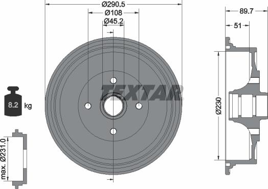 Textar 94009200 - Brake Drum autospares.lv