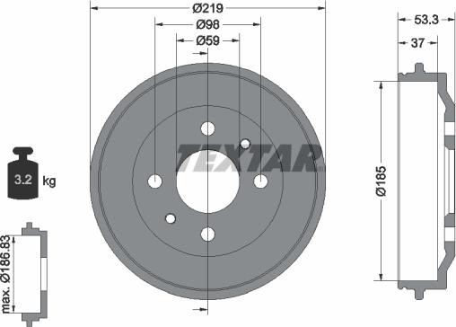 Textar 94006400 - Brake Drum autospares.lv