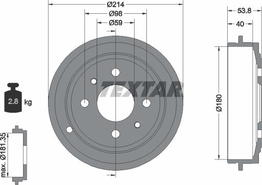 Textar 94014800 - Brake Drum autospares.lv