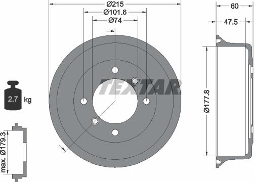 Textar 94017100 - Brake Drum autospares.lv