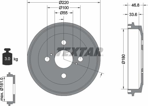 Textar 94036400 - Brake Drum autospares.lv