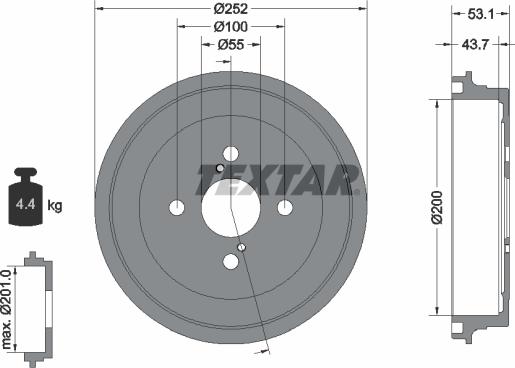 Textar 94036100 - Brake Drum autospares.lv