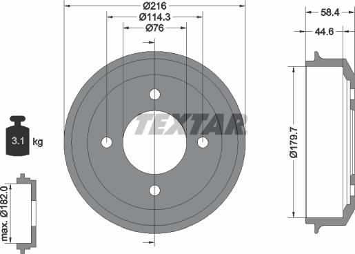 Textar 94030300 - Brake Drum autospares.lv