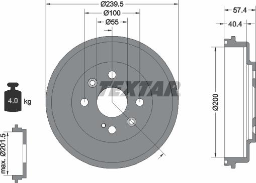 Textar 94038400 - Brake Drum autospares.lv