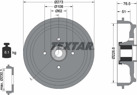 Textar 94037900 - Brake Drum autospares.lv