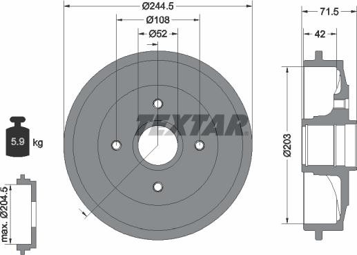 Textar 94026600 - Brake Drum autospares.lv