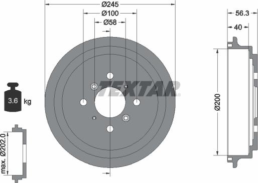 Textar 94026300 - Brake Drum autospares.lv