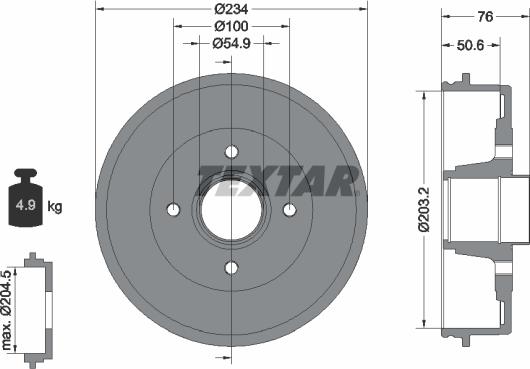 Textar 94027100 - Brake Drum autospares.lv