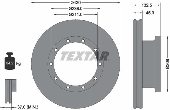 Textar 93087900 - Brake Disc autospares.lv