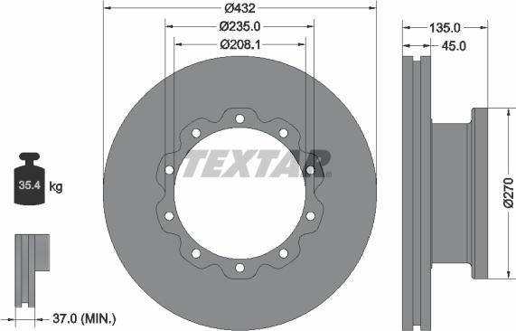 Textar 93087000 - Brake Disc autospares.lv