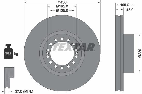 Textar 93143800 - Brake Disc autospares.lv