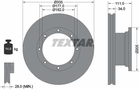 Textar 93102400 - Brake Disc autospares.lv