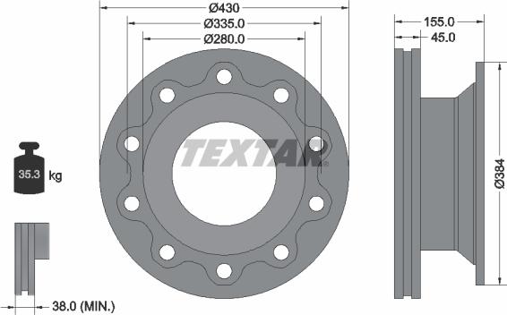 Textar 93102000 - Brake Disc autospares.lv