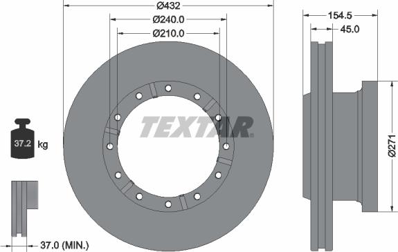 Textar 93253000 - Brake Disc autospares.lv