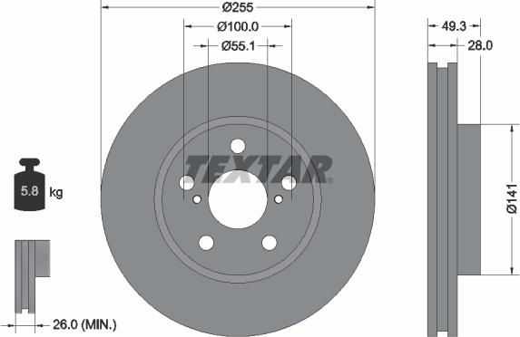 Textar 92094300 - Brake Disc autospares.lv