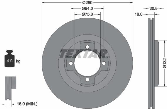 Textar 92095600 - Brake Disc autospares.lv