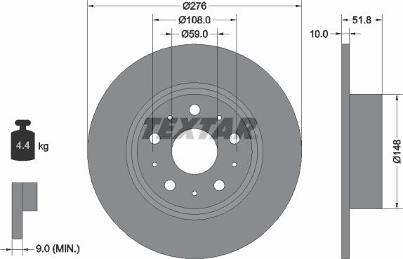 Textar 92095300 - Brake Disc autospares.lv