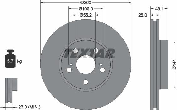 Textar 92096903 - Brake Disc autospares.lv