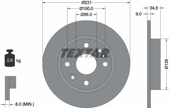 Textar 92096600 - Brake Disc autospares.lv