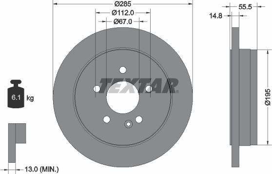 Textar 92090000 - Brake Disc autospares.lv