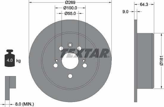 Textar 92090700 - Brake Disc autospares.lv