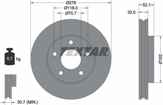 Textar 92091500 - Brake Disc autospares.lv