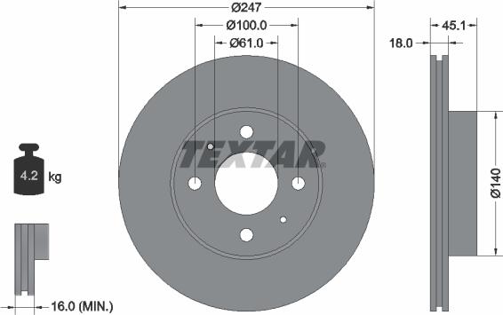 Textar 92091000 - Brake Disc autospares.lv