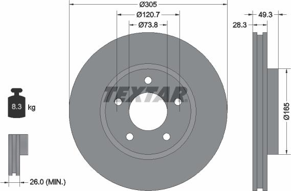 Textar 92098905 - Brake Disc autospares.lv