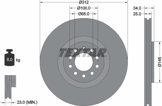 Textar 92098505 - Brake Disc autospares.lv