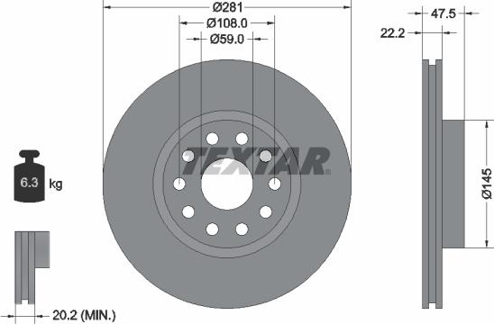 Textar 92093800 - Brake Disc autospares.lv