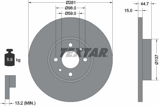 Textar 92097400 - Brake Disc autospares.lv