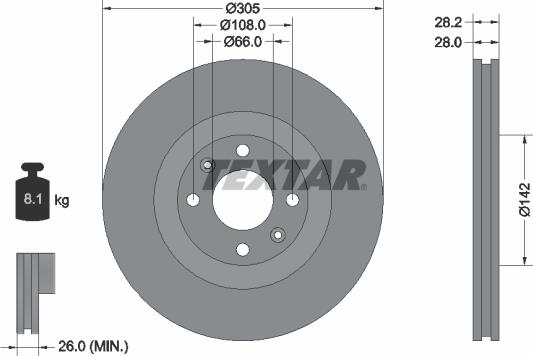 Textar 92097103 - Brake Disc autospares.lv