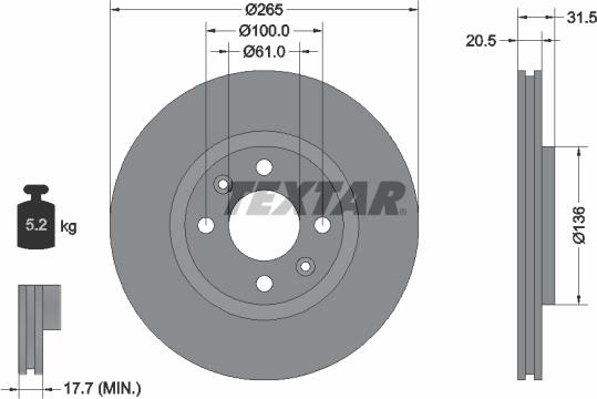 Textar 92049400 - Brake Disc autospares.lv