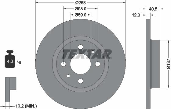 Textar 92041500 - Brake Disc autospares.lv