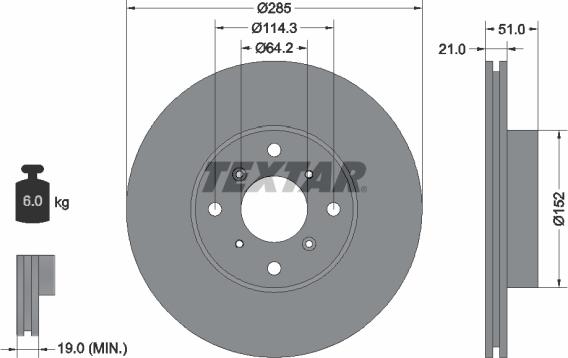 Textar 92048900 - Brake Disc autospares.lv