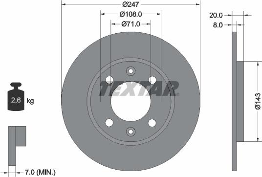 Textar 92043200 - Brake Disc autospares.lv