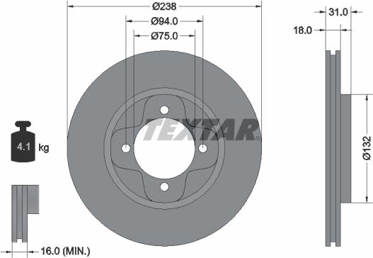 Textar 92047000 - Brake Disc autospares.lv