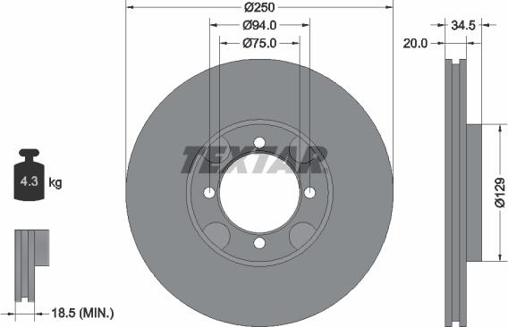 Textar 92047200 - Brake Disc autospares.lv