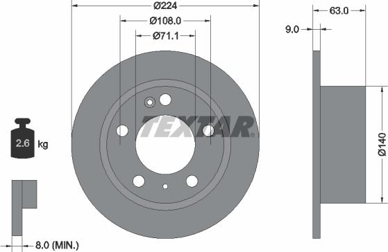 Textar 92054500 - Brake Disc autospares.lv