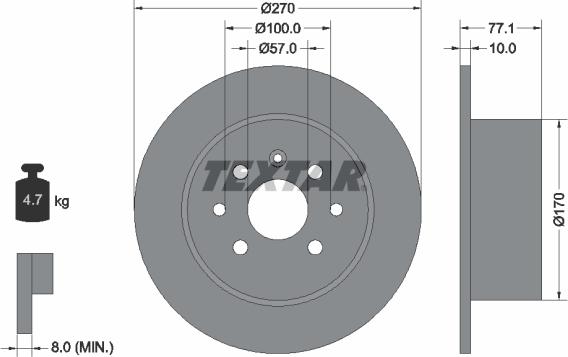 Textar 92054700 - Brake Disc autospares.lv