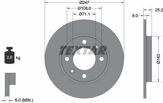 Textar 92055000 - Brake Disc autospares.lv