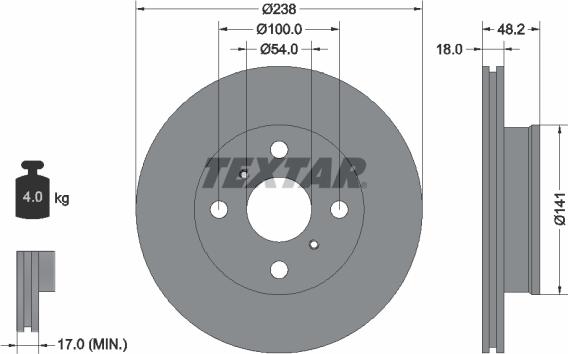 Textar 92055800 - Brake Disc autospares.lv