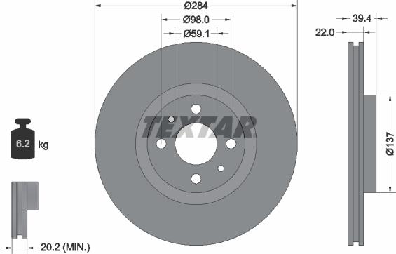 Textar 92055200 - Brake Disc autospares.lv