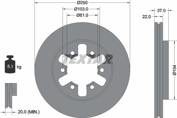 Textar 92052603 - Brake Disc autospares.lv