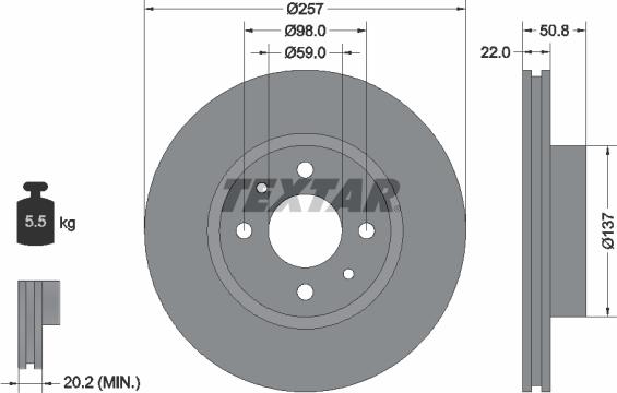 Textar 92052100 - Brake Disc autospares.lv