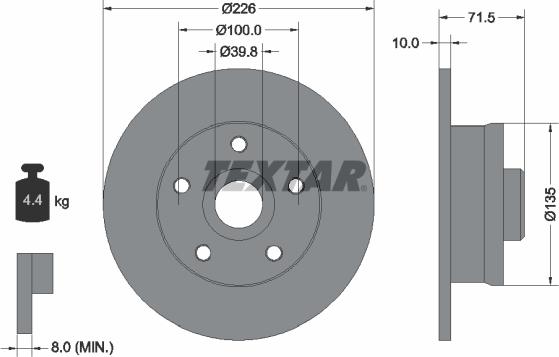 Textar 92057200 - Brake Disc autospares.lv