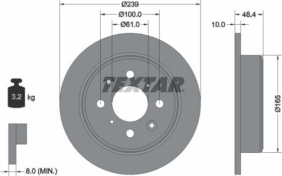 Textar 92060800 - Brake Disc autospares.lv